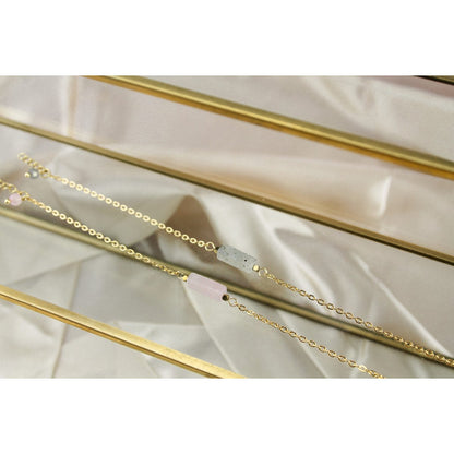 Armband Rosenquarz & Hämatit - Gold