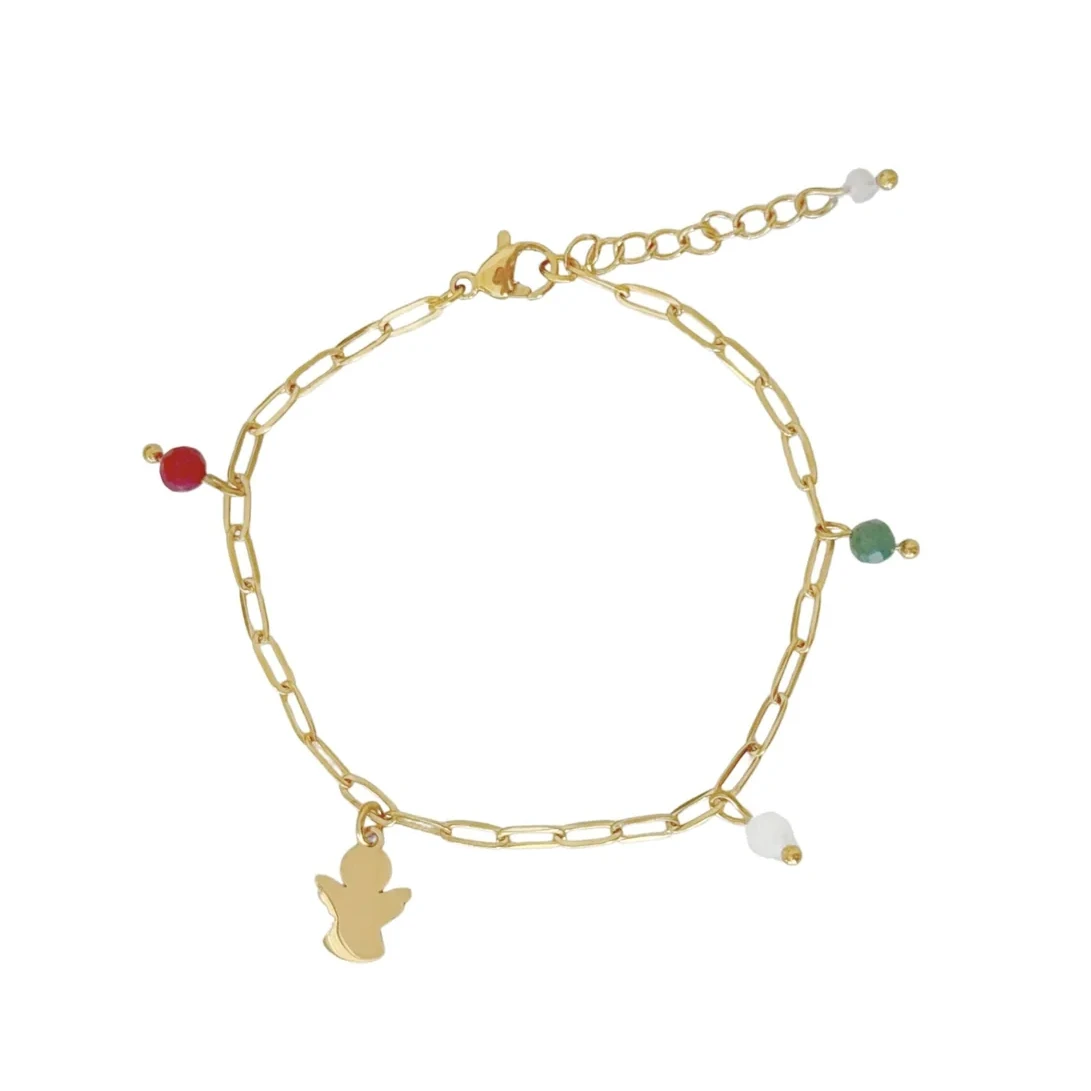 Weihnachts-Charm-Armband Engel – Gold