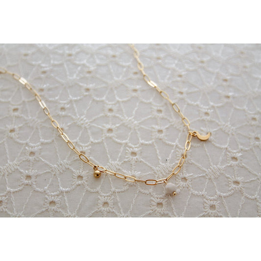 Halskette Mond, Kugel & Jade – Gold