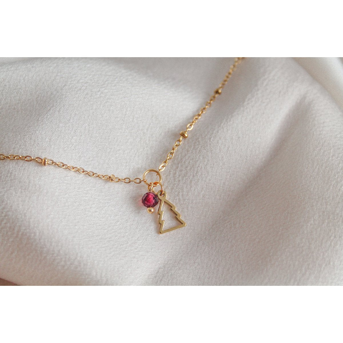 Armband Weihnachtsbaum & Granat – Gold