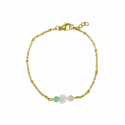 Armband Türkis, Muschelherz & Mondstein - Gold