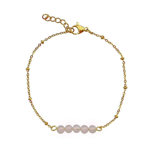 Armband Rosenquarz – Gold