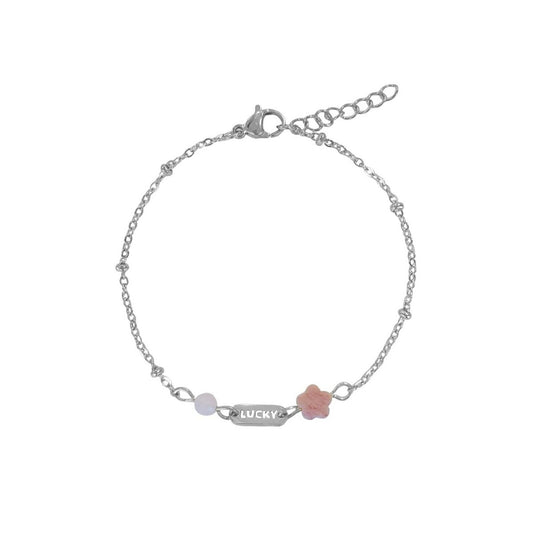 Glücksarmband Rhodochrosit & Rosenquarz – Silber