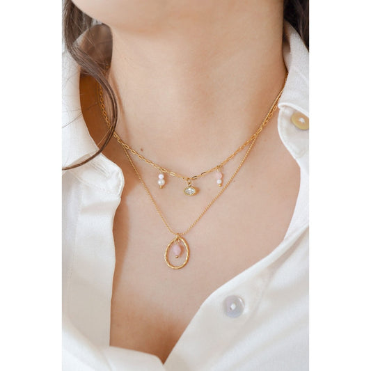 Kunzit-Halskette – Gold