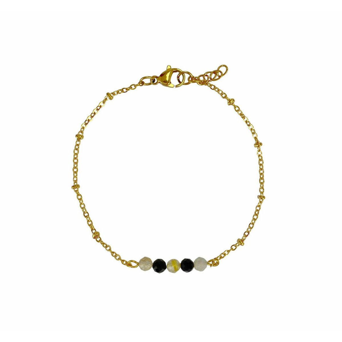 Armband Turmalin & Rutilquarz - Gold