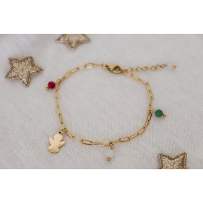 Weihnachts-Charm-Armband Engel – Gold