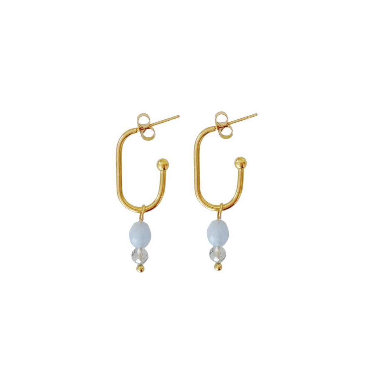 Ohrringe Aquamarin und Labradorit - Gold