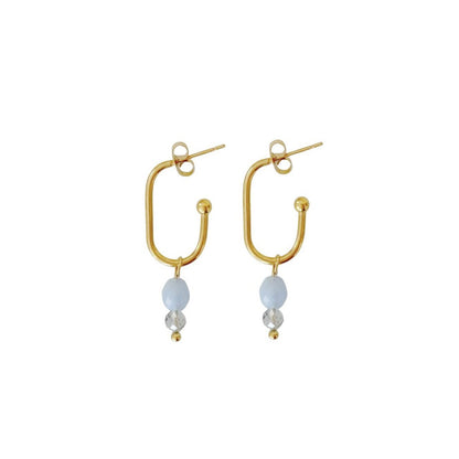 Ohrringe Aquamarin und Labradorit - Gold