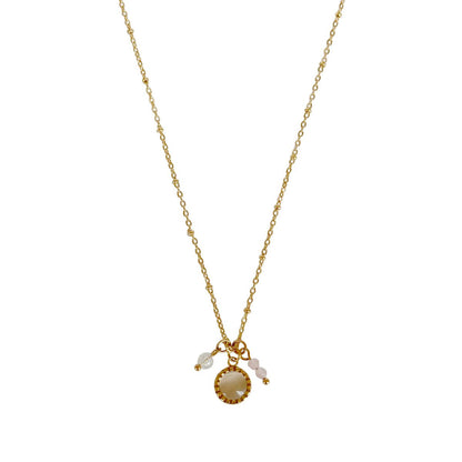 Halskette Cat's Eye & Rosenquarz – Gold