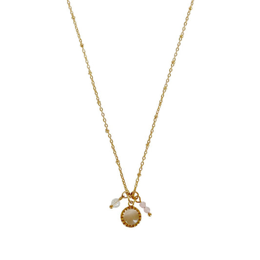 Halskette Cat's Eye & Rosenquarz – Gold