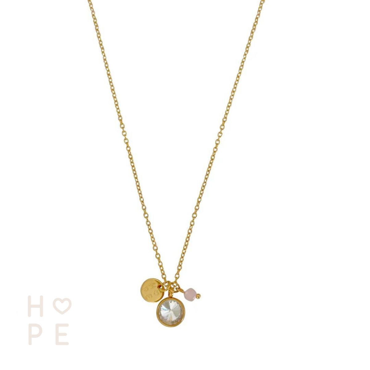 Halskette Hope & Rosenquarz – Gold
