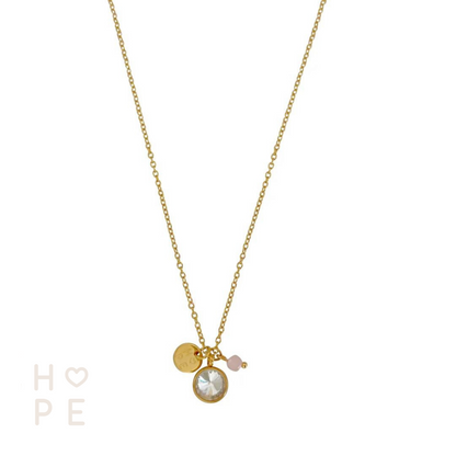 Halskette Hope & Rosenquarz – Gold