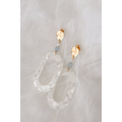 Statement-Ohrringe Muschel & Aquamarin – Gold