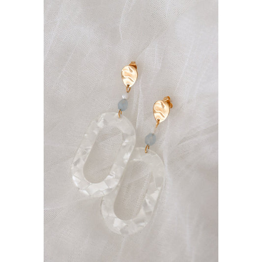 Statement-Ohrringe Muschel & Aquamarin – Gold