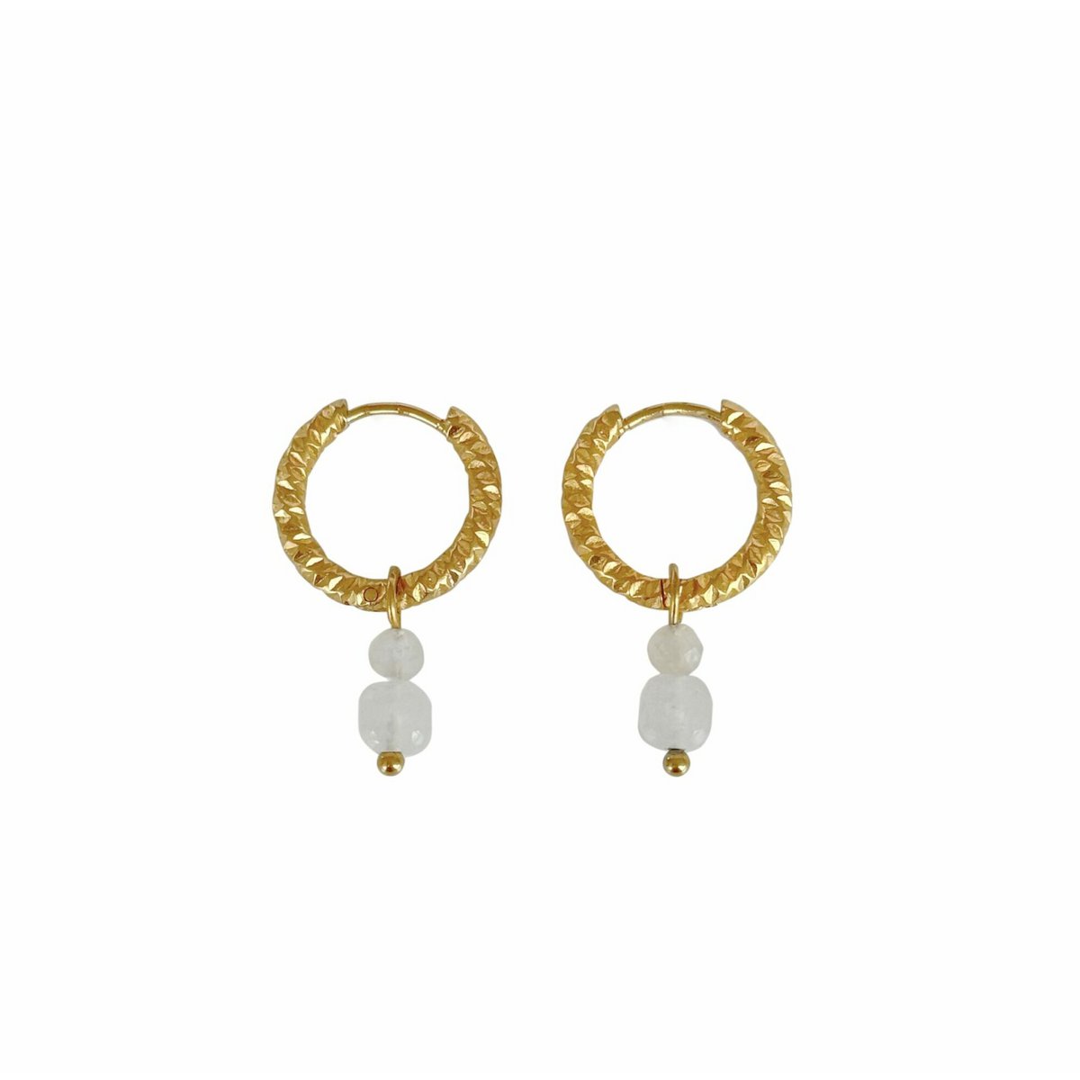 Chalcedon- und Mondsteinohrringe - Gold