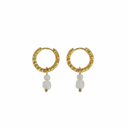 Chalcedon- und Mondsteinohrringe - Gold