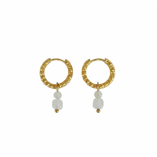 Chalcedon- und Mondsteinohrringe - Gold