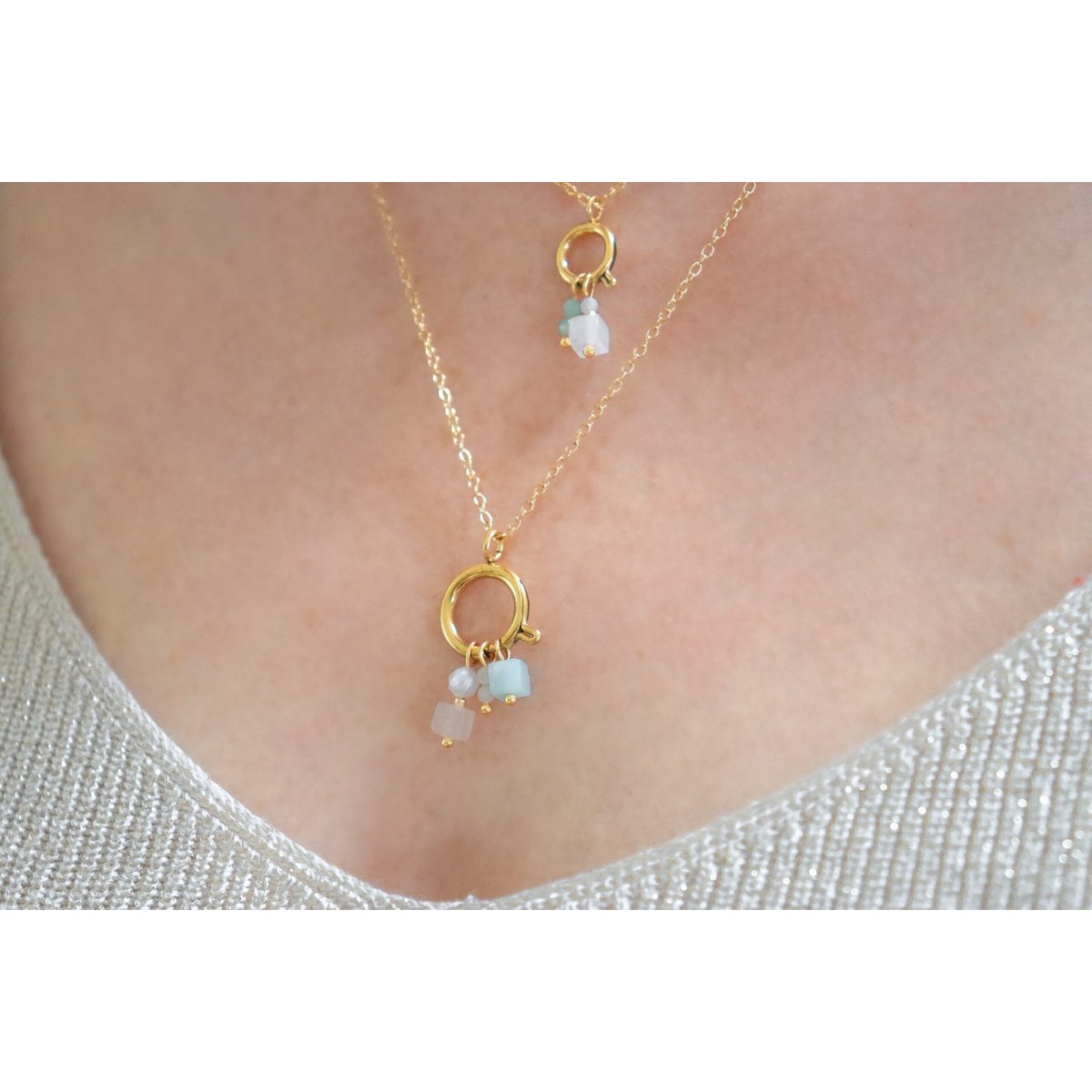 Schlosskette 10 mm & Edelsteinanhänger – Gold