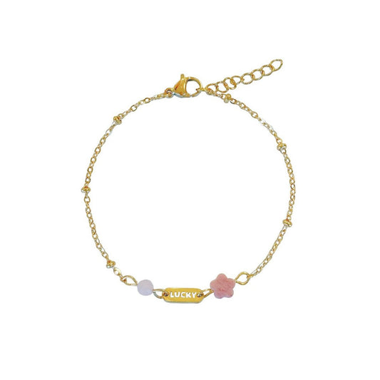 Glücksarmband Rhodochrosit & Rosenquarz – Gold