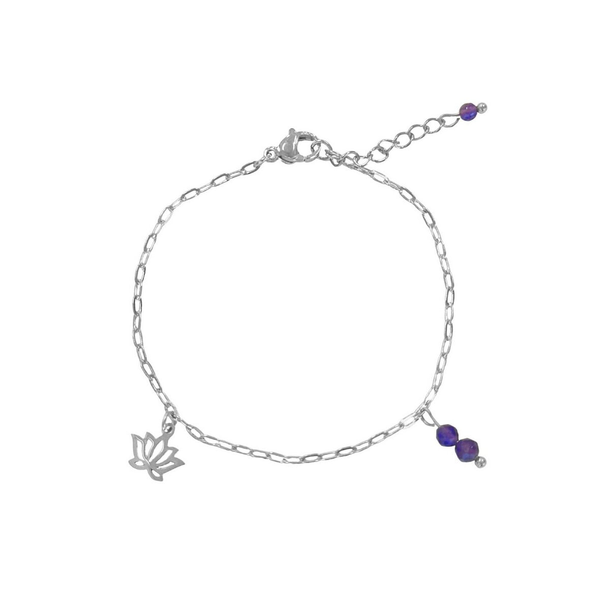 Lotus- und Amethyst-Armband – Silber