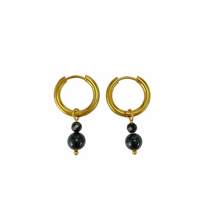 Ohrringe Schwarzer Turmalin - Gold