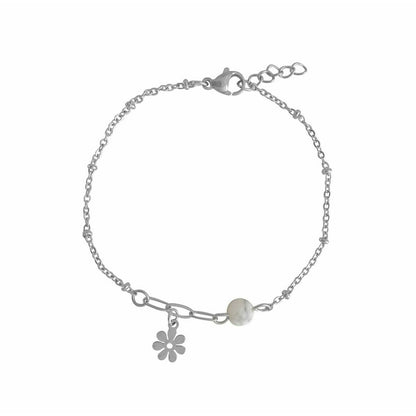 Armband Howlith & Blumenanhänger – Silber