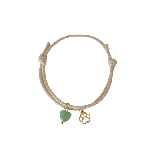 Wachskordel-Armband Aventurin & Bein - Gold