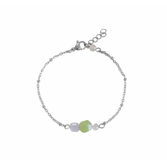Peridot-, Chalcedon- und Rosenquarz-Armband – Silber