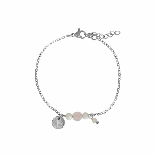 Brautarmband Rosenquarz und Mondstein - Silber