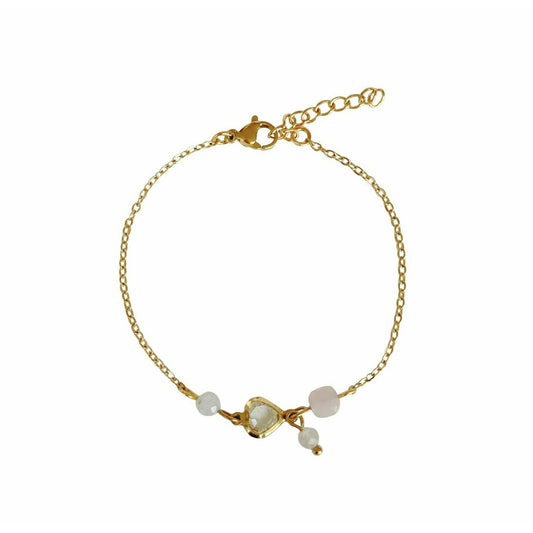Armband Kristallherz, Mondstein & Rosenquarz – Gold