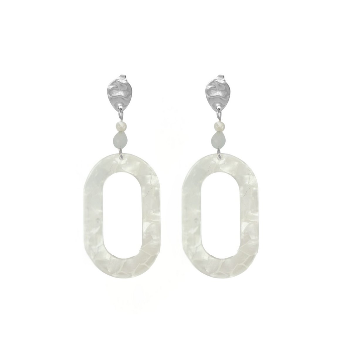 Statement-Ohrringe Muschel & Aquamarin – Silber