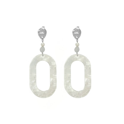 Statement-Ohrringe Muschel & Aquamarin – Silber