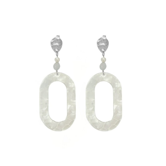 Statement-Ohrringe Muschel & Aquamarin – Silber