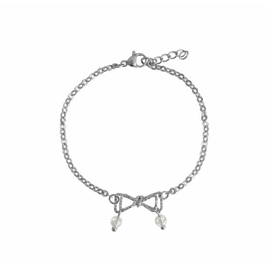 Armband mit Fliege und gesprungenem Bergkristall – Silber