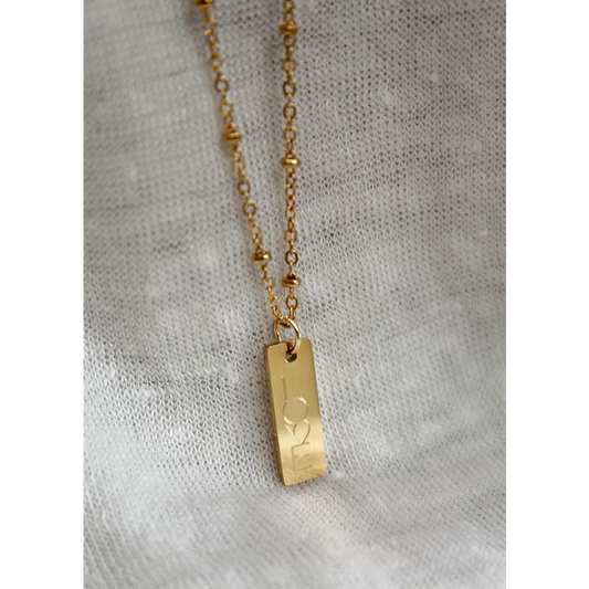 Halskette LOVE Gravurplatte - Gold