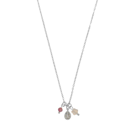 Halskette aus Rosenquarz und Lepidolit – Silber