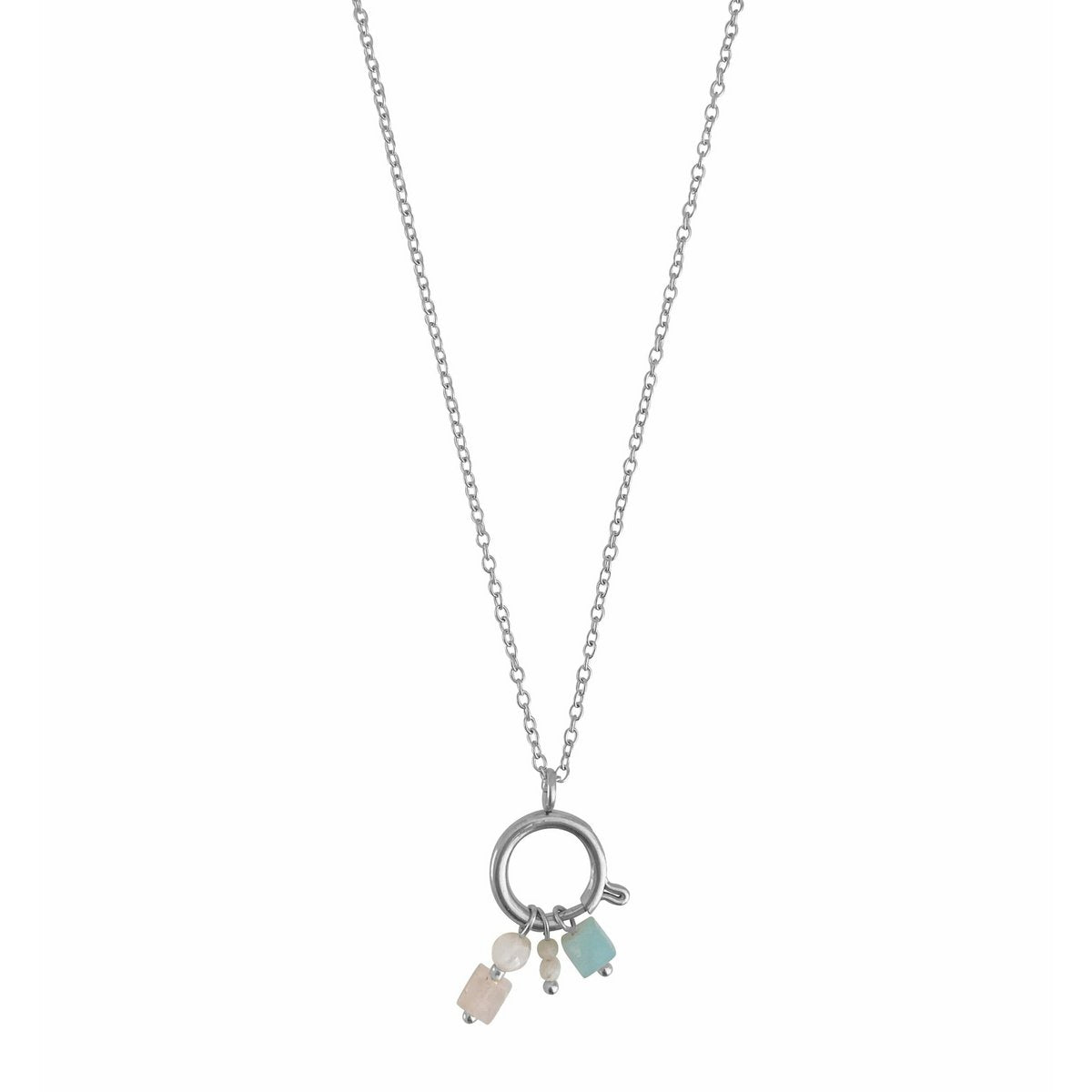 Schlosskette 14 mm & Edelsteinanhänger – Silber