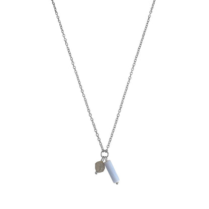 Aquamarin- und Achat-Halskette – Silber