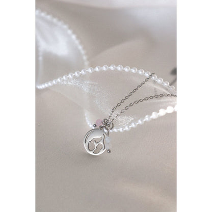 Mutter & Baby Mondstein-Rosenquarz-Halskette – Silber