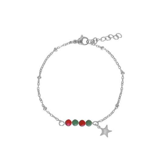 Rubin- und Smaragdarmband – Silber