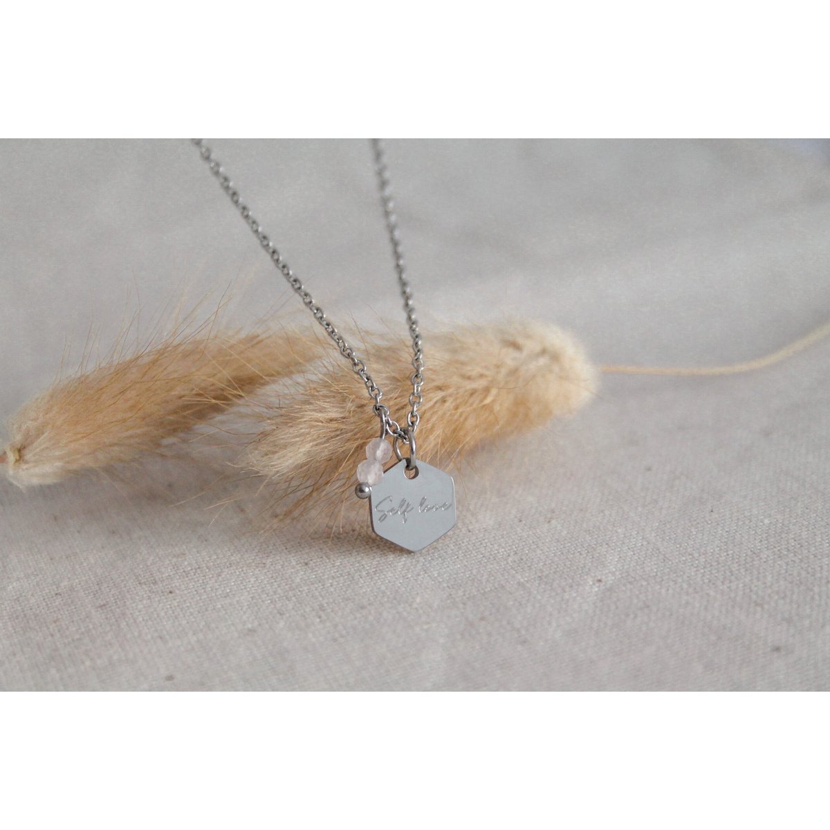 Halskette Self Love & Rosenquarz – Silber