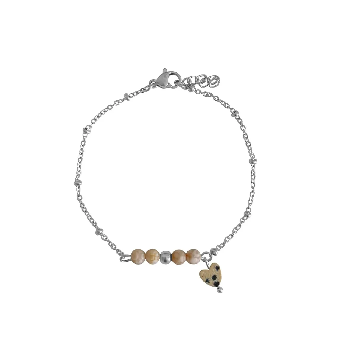 Maifan & Dalmatiner-Jaspis-Herz-Armband – Silber