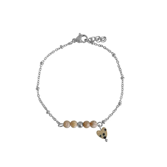 Maifan & Dalmatiner-Jaspis-Herz-Armband – Silber