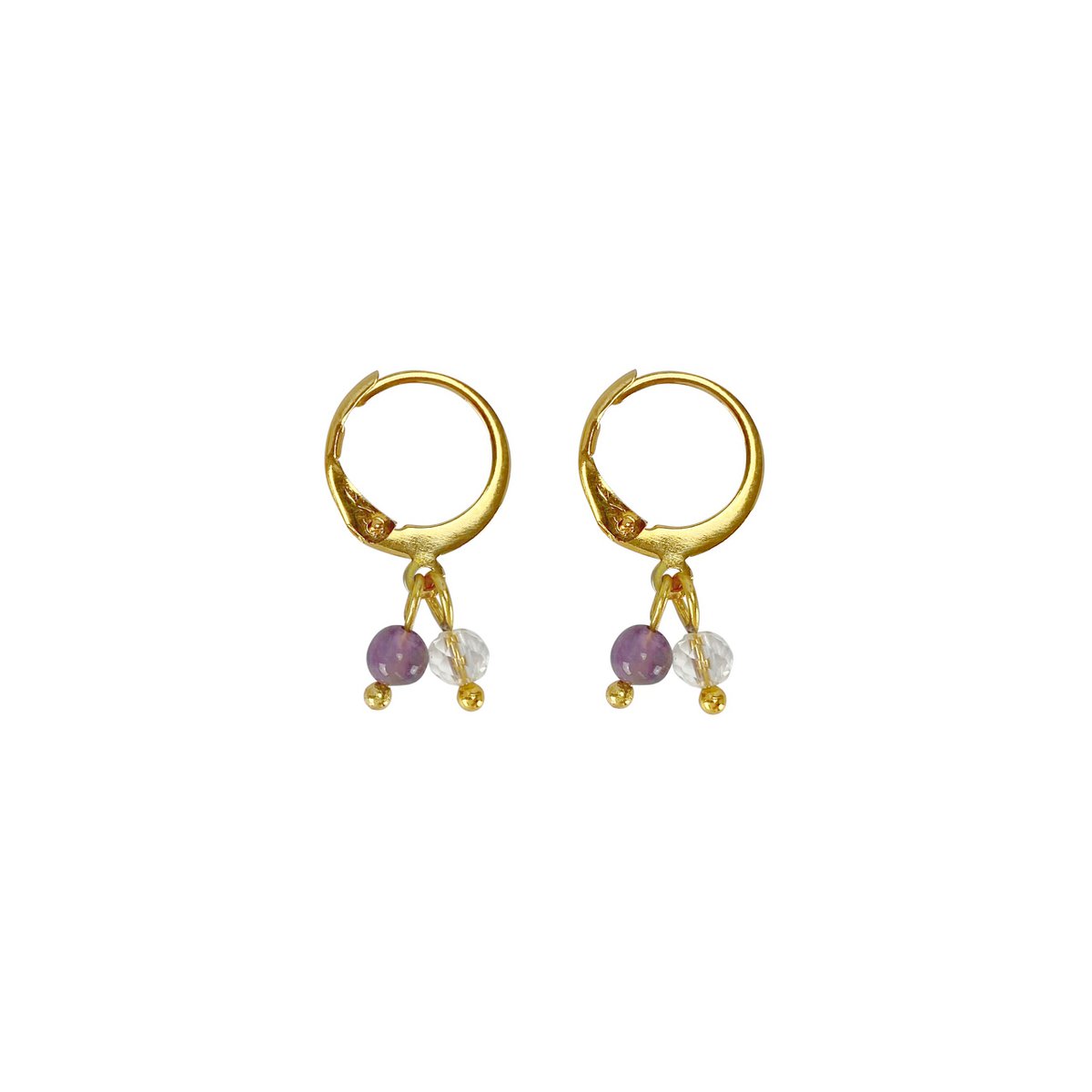Ohrringe Amethyst & Bergkristall - Gold