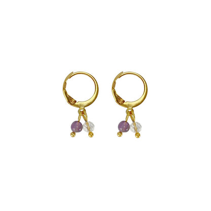 Ohrringe Amethyst & Bergkristall - Gold