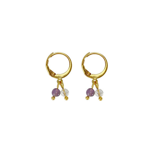 Ohrringe Amethyst & Bergkristall - Gold