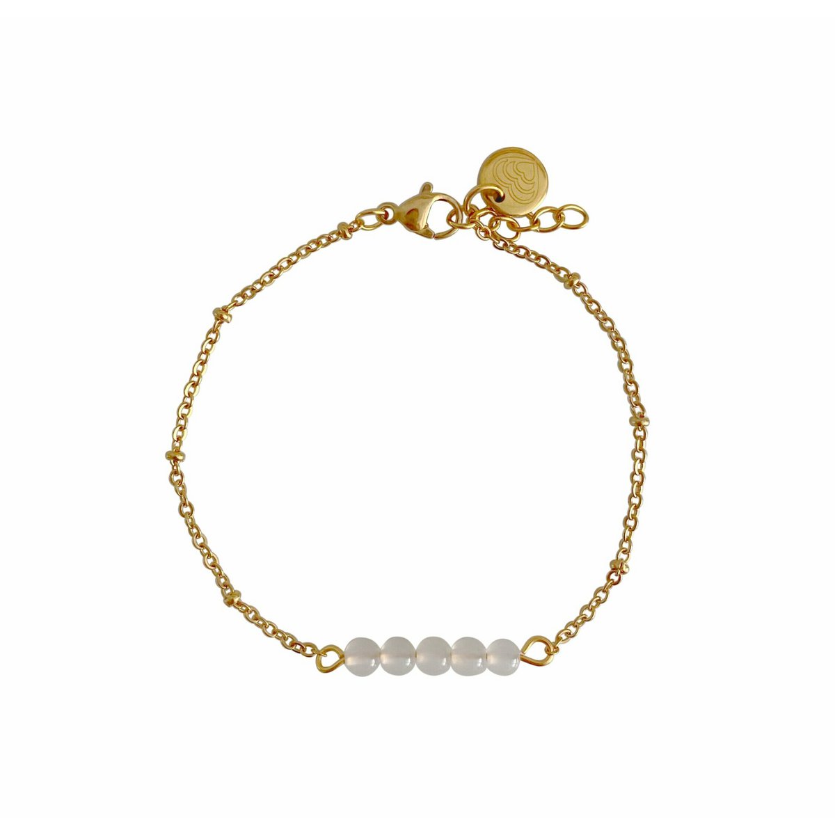 Milchachat-Armband – Gold
