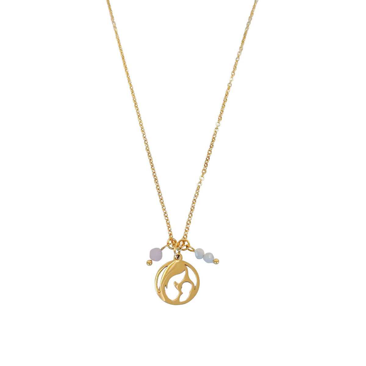 Mutter & Baby Mondstein-Rosenquarz-Halskette – Gold