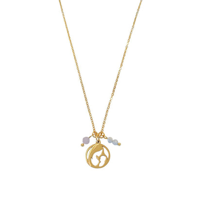 Mutter & Baby Mondstein-Rosenquarz-Halskette – Gold