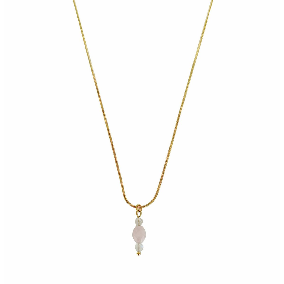 Mondstein und Rosequarz Collier - Gold